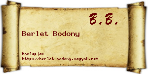 Berlet Bodony névjegykártya